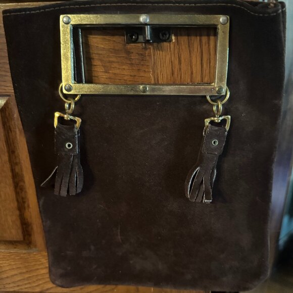 Vintage Davey's Worcester Mass Tasseled Leather Handbag - Picture 1 of 3